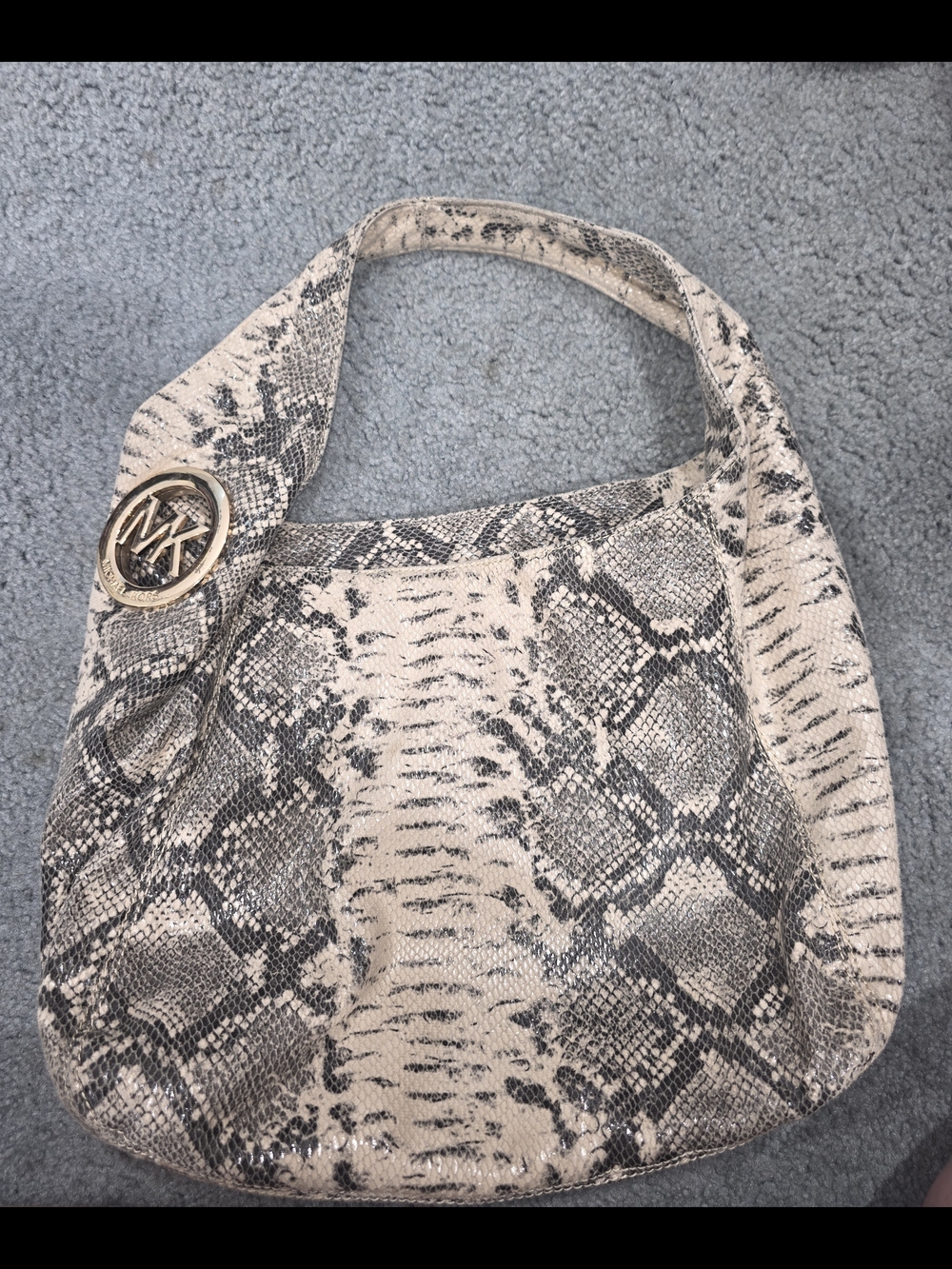 Michael Kors Beige Python Embossed Shoulder Bag
